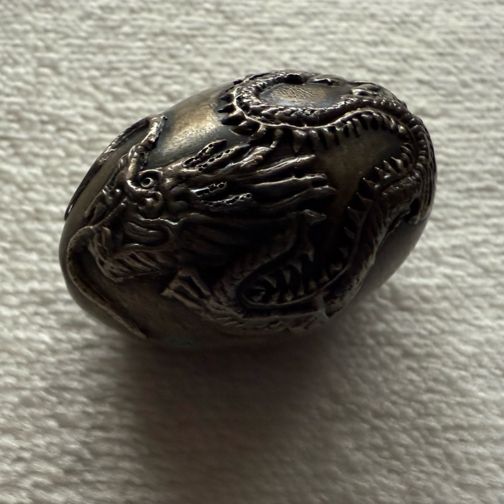 Dragon Carved Metal Egg Button or Pendant